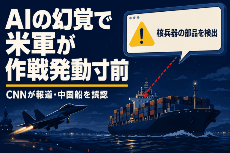 AIの幻覚で米軍が中国船への作戦を発動寸前になった事件のイラスト
