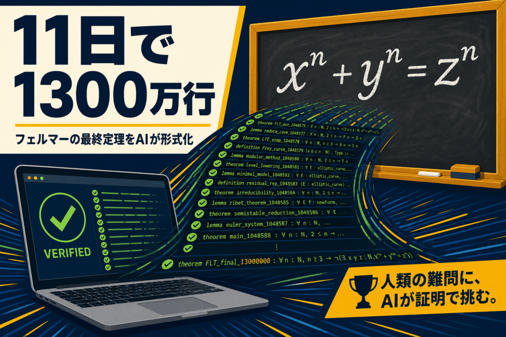 フェルマー証明をAIが11日で検証｜1300万行