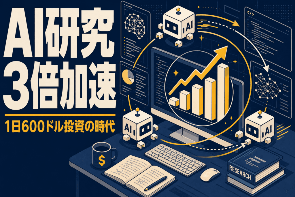 OpenAIが自動研究インターンの目標を達成し、人間1日分の研究にAI3.1日分が追加される時代に。研究者は1日600ドル以上をAI推論に投資している。