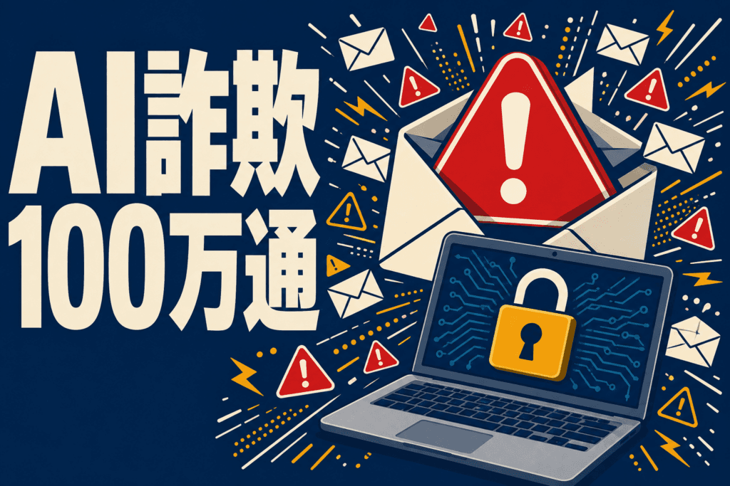 Microsoftが検出した100万通のAI詐欺メール。CEOや会長になりすまし、3日間で米国企業の経理部門を標的にした大規模詐欺キャンペーン。日本でも2026年に20億円超の被害。