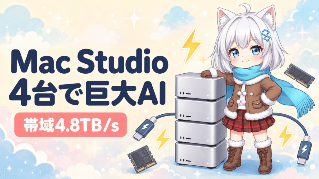 Mac Studio 4台で4.8TB/s｜巨大AIが手元で動く