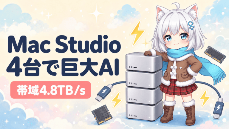 Mac Studio 4台で4.8TB/s｜巨大AIが手元で動く