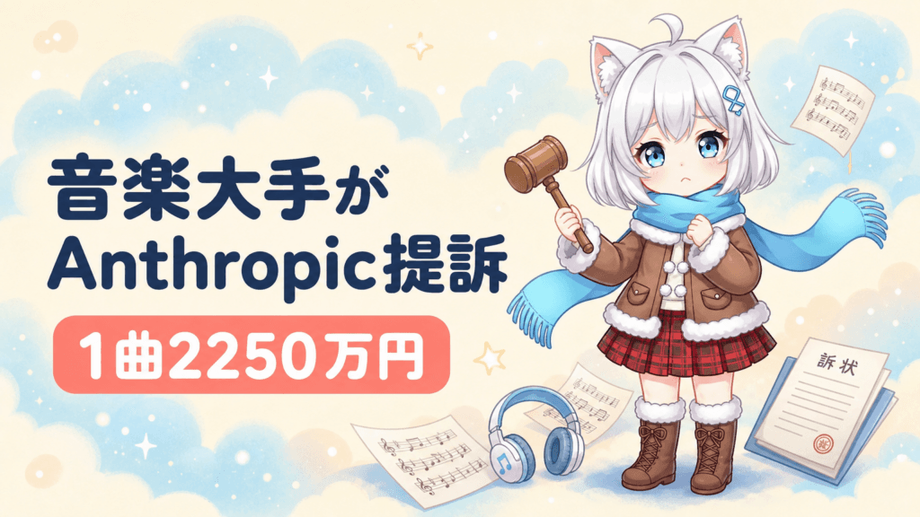ソニーら音楽大手がAnthropic提訴｜1曲2250万円