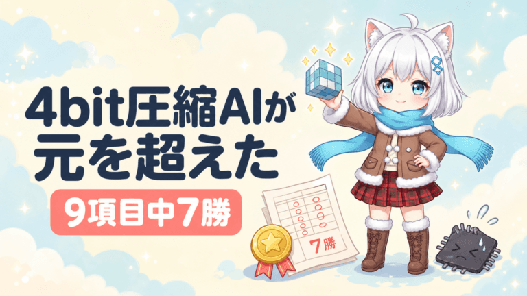 4bit圧縮AIが元モデル超え｜9項目中7勝