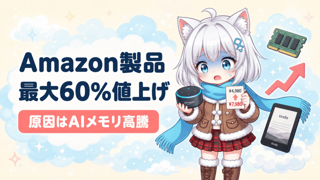 Amazon製品が最大60%値上げ｜AIメモリ高騰