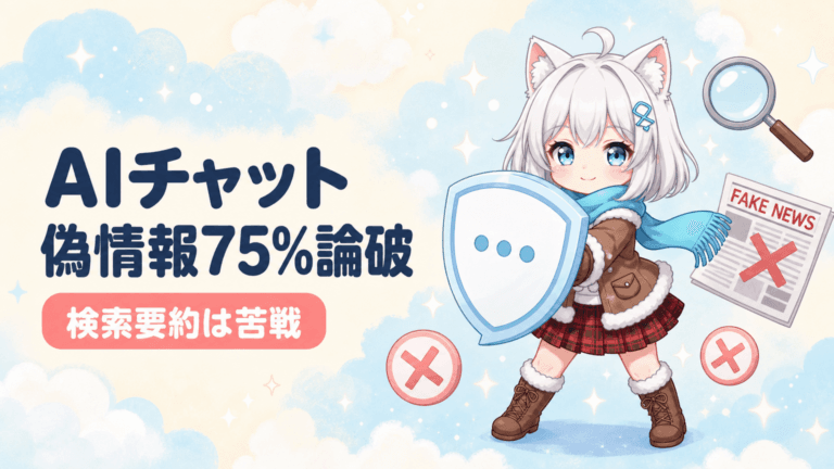 AIチャットは偽情報を75%論破｜検索の要約は苦戦