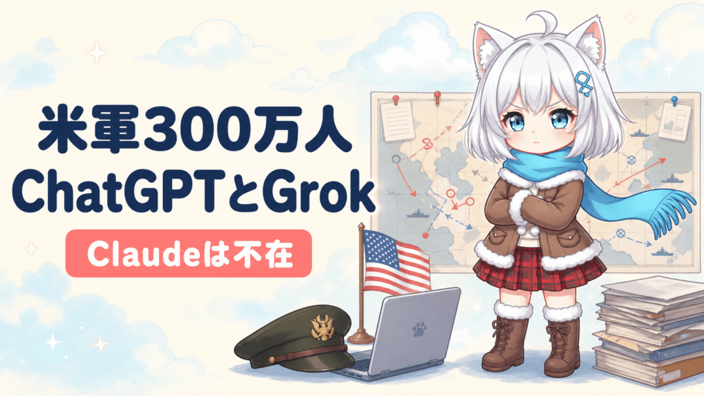 米軍300万人にChatGPTとGrok｜Claudeは不在