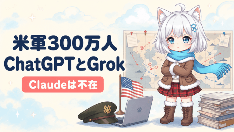 米軍300万人にChatGPTとGrok｜Claudeは不在