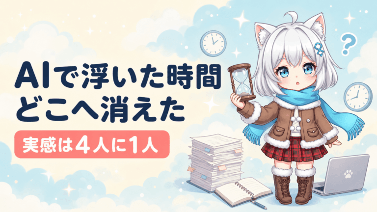 AIで浮いた時間が消える｜実感は4人に1人