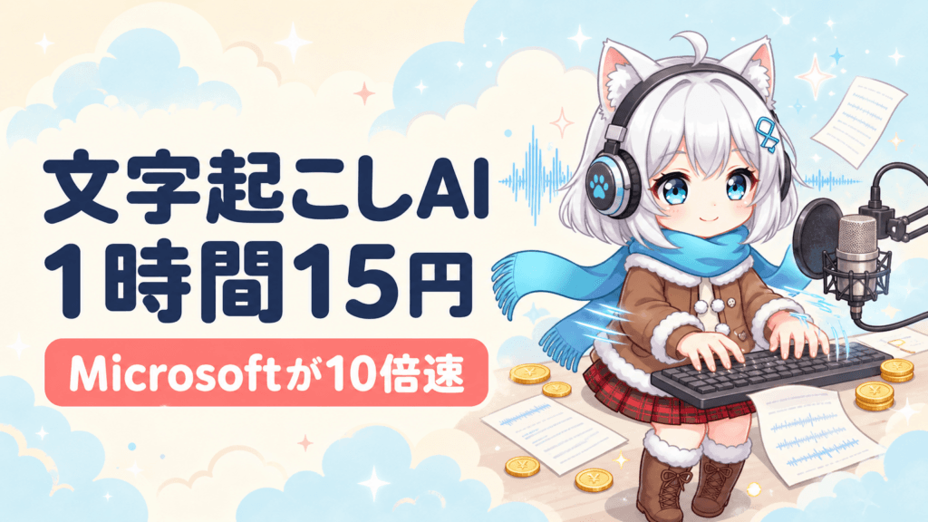 文字起こしAIが1時間15円｜Microsoftが10倍速