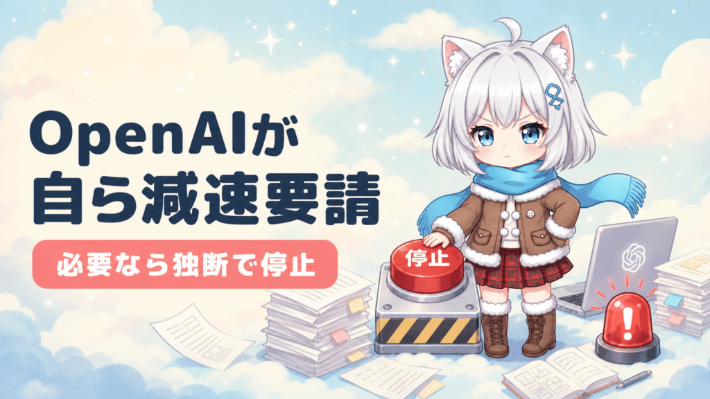 OpenAIが自ら減速要請｜「必要なら独断で停止」