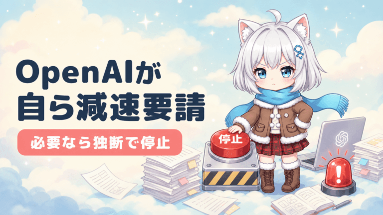 OpenAIが自ら減速要請｜「必要なら独断で停止」