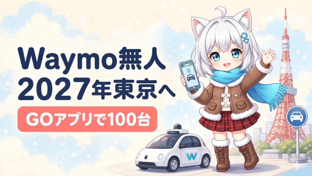 Waymo無人タクシーが2027年東京へ｜GOアプリで100台