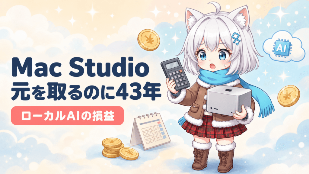 Mac Studioで元を取るのに43年？ローカルAI投資を可視化するツールが話題