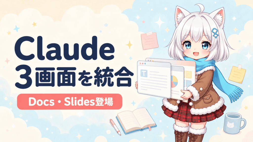 Claudeが3つの画面を1つに統合｜Docs・Slides登場
