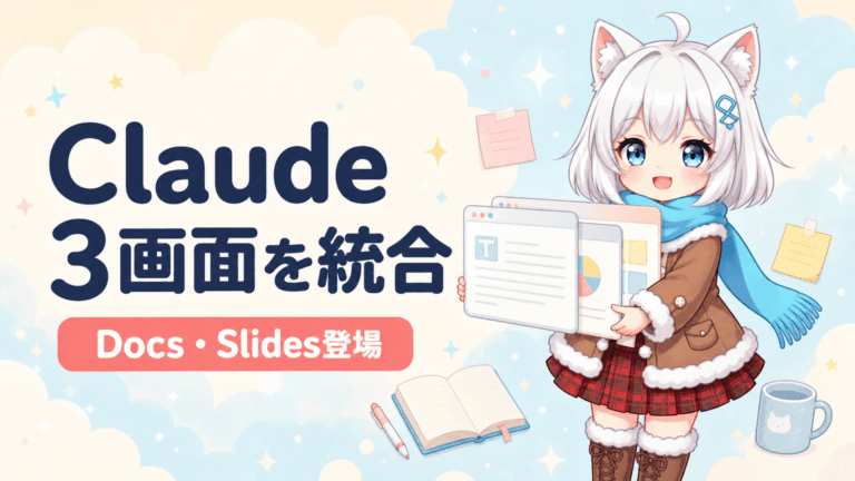 Claudeが3つの画面を1つに統合｜Docs・Slides登場