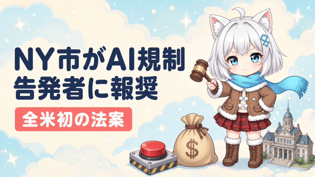 ニューヨーク市がAI規制法案を発表、内部告発者に報奨金