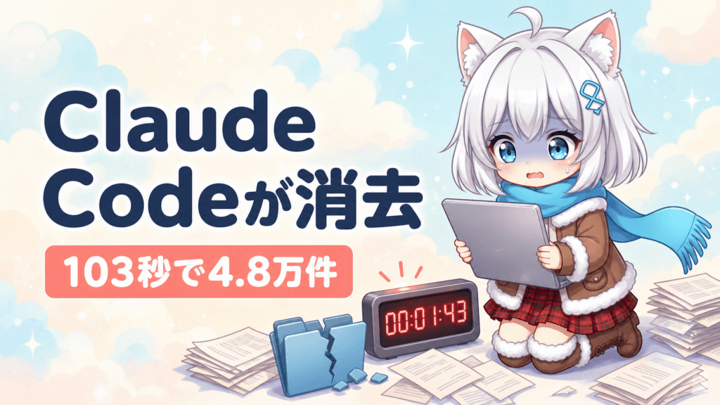 Claude Codeが103秒で4.8万ファイル消去｜原因は？
