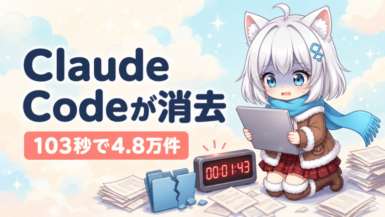 Claude Codeが103秒で4.8万ファイル消去｜原因は？