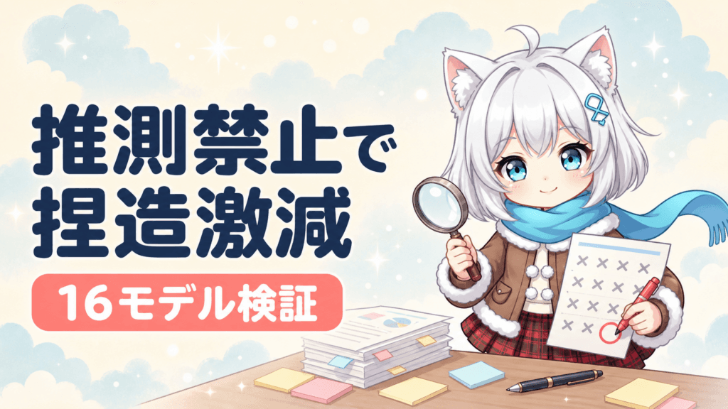 「推測しないで」でAIの捏造71%→20%｜16モデル検証