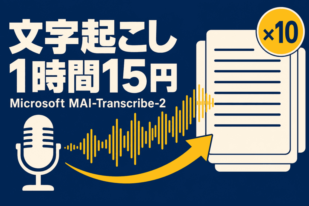 文字起こしAIが1時間15円｜Microsoftが10倍速