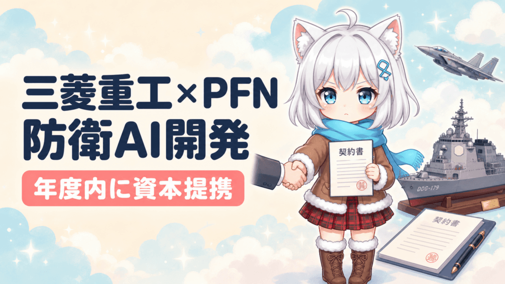 三菱重工×PFNが防衛AI共同開発｜2026年度内に資本提携