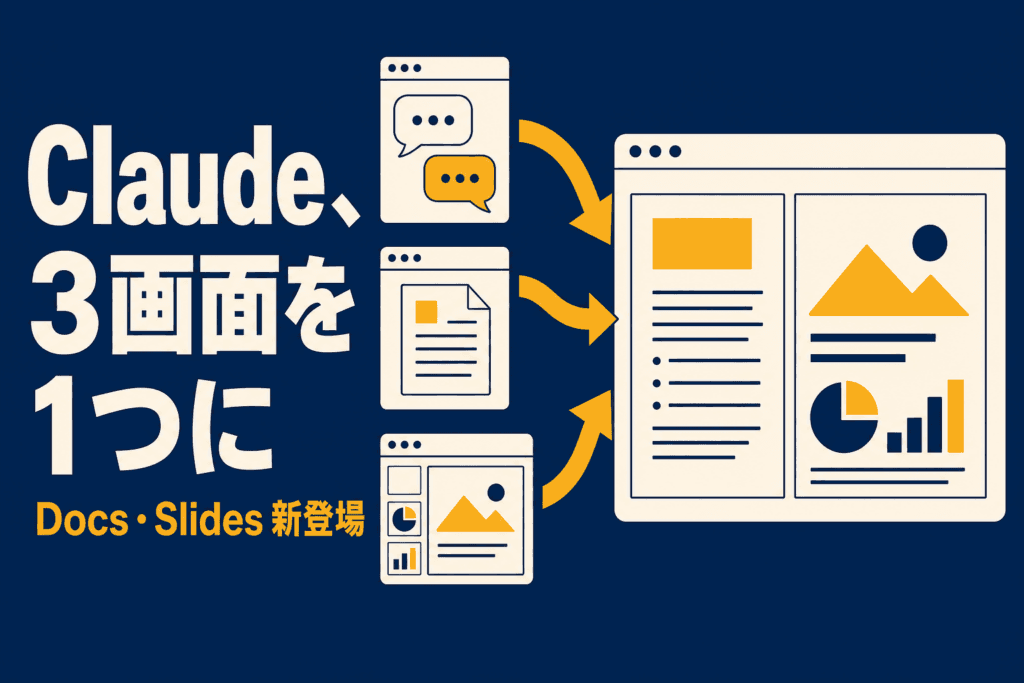Claudeが3つの画面を1つに統合｜Docs・Slides登場