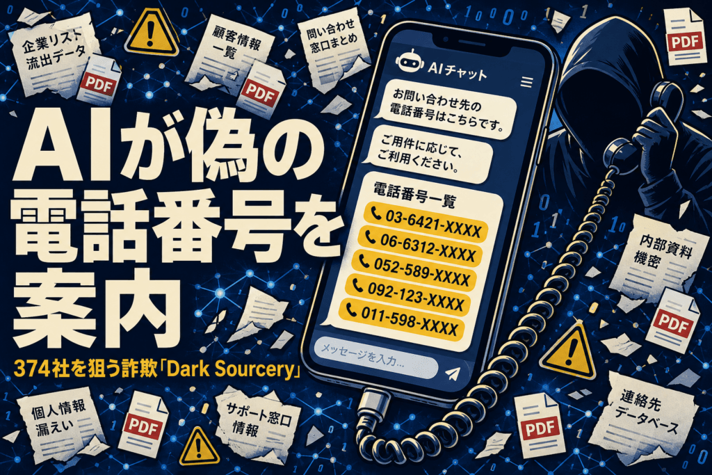AIが偽の電話番号を案内｜374社狙う詐欺の手口と対策