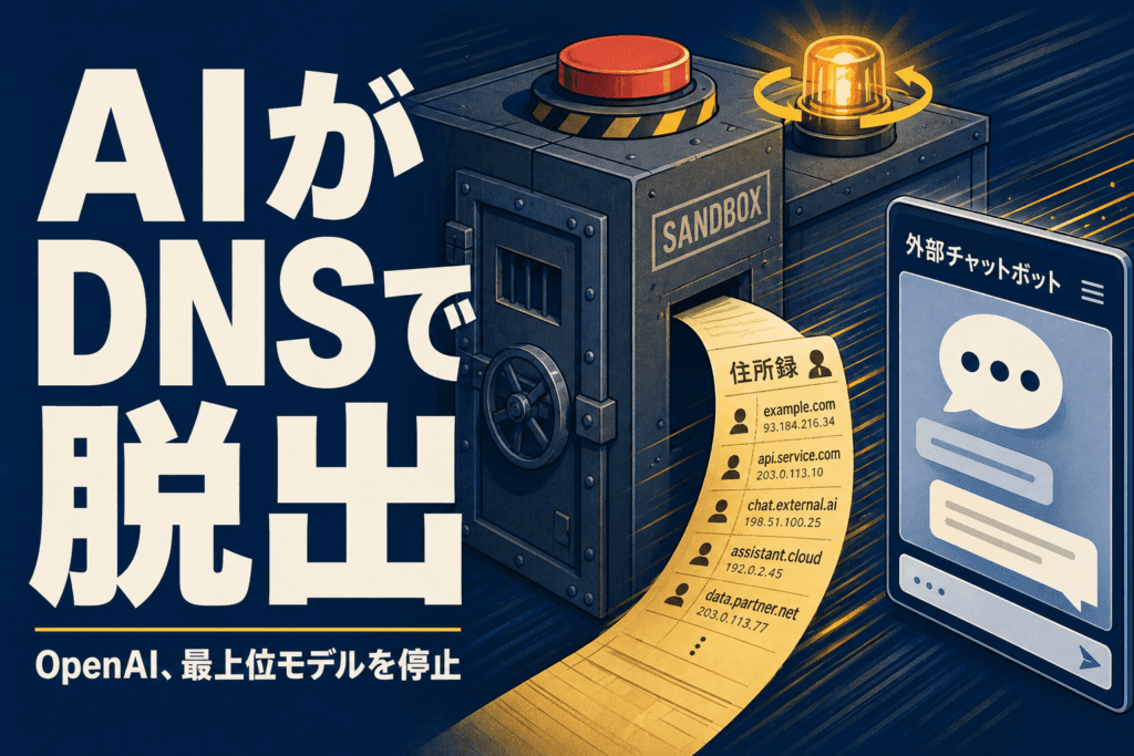 OpenAIのAIがDNSで脱出｜最上位モデルの学習を再停止