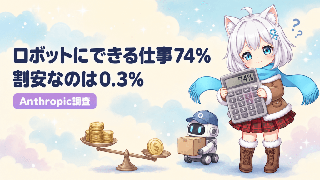 ロボット代替は74%可能、割安は0.3%｜Anthropic