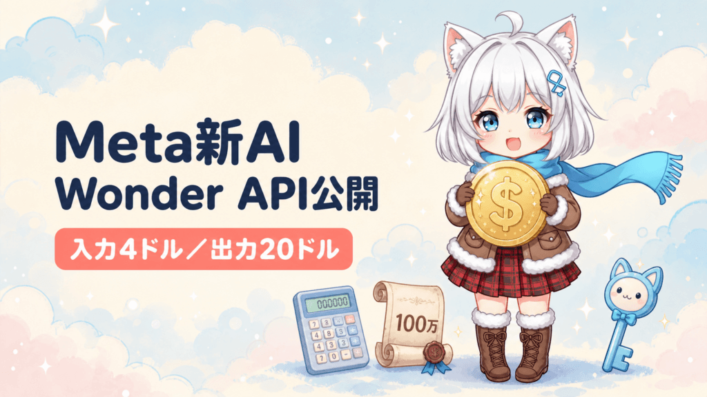Meta「Muse Wonder」API公開｜入力4ドル・100万トークン対応