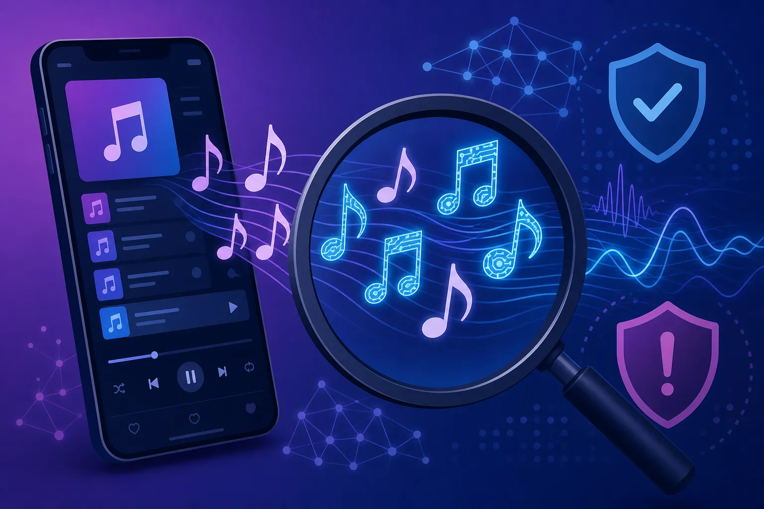 AI生成音楽を検出するイメージ