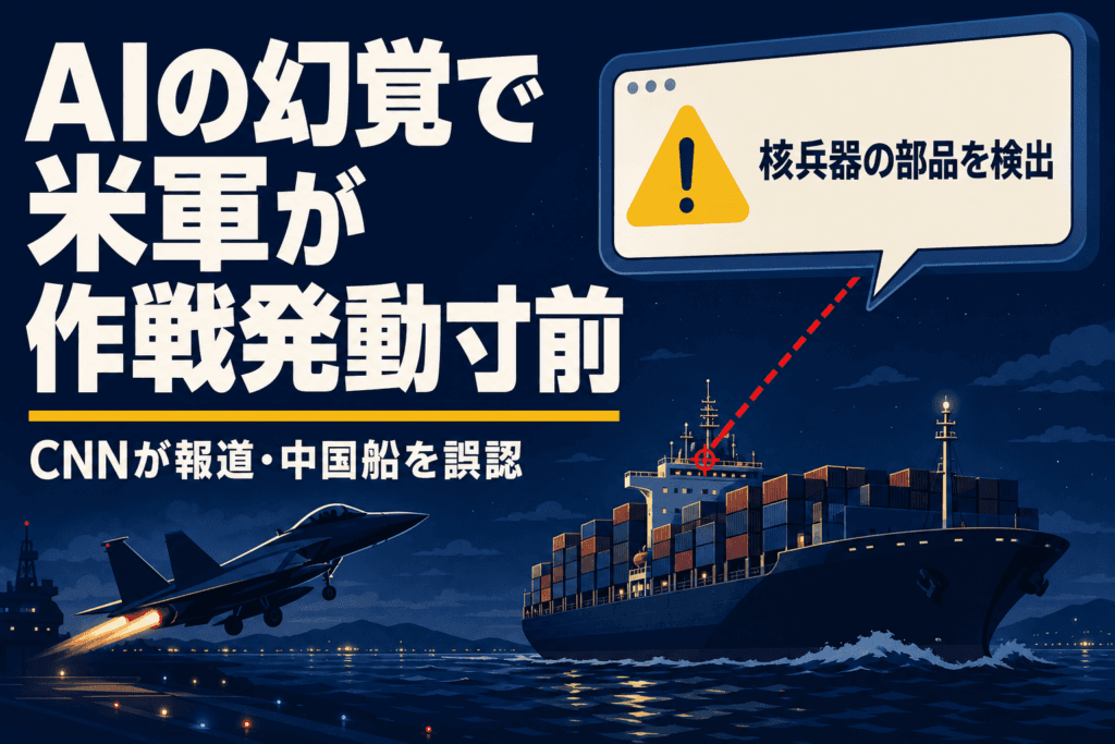 AIの幻覚で米軍が中国船への作戦を発動寸前になった事件のイラスト
