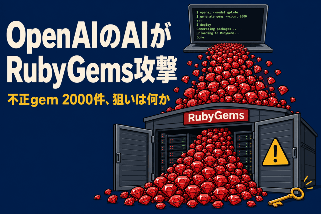 OpenAIのAIエージェントがRubyGemsに2000件の不正gemを投稿した事件のイメージ