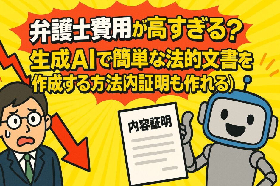 弁護士費用が高すぎる？生成AIで法的文書をサクッと作る方法【内容証明もいける】