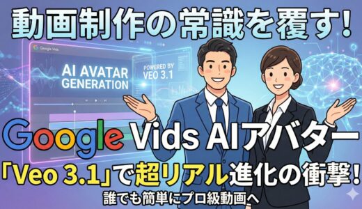 動画制作の常識を覆す！Google VidsのAIアバターが「Veo 3.1」で超リアルに進化した衝撃