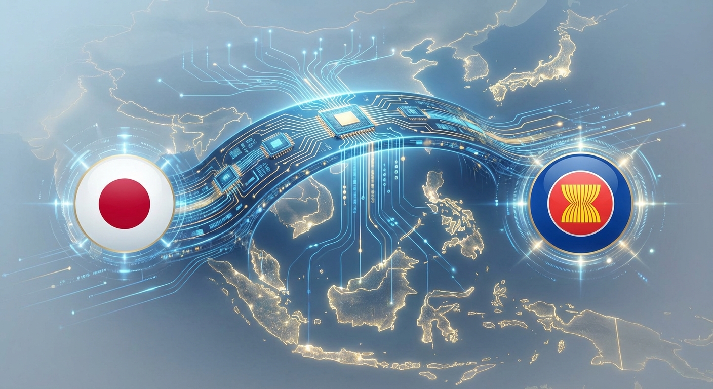 日本とASEAN諸国のAI協力のイメージ