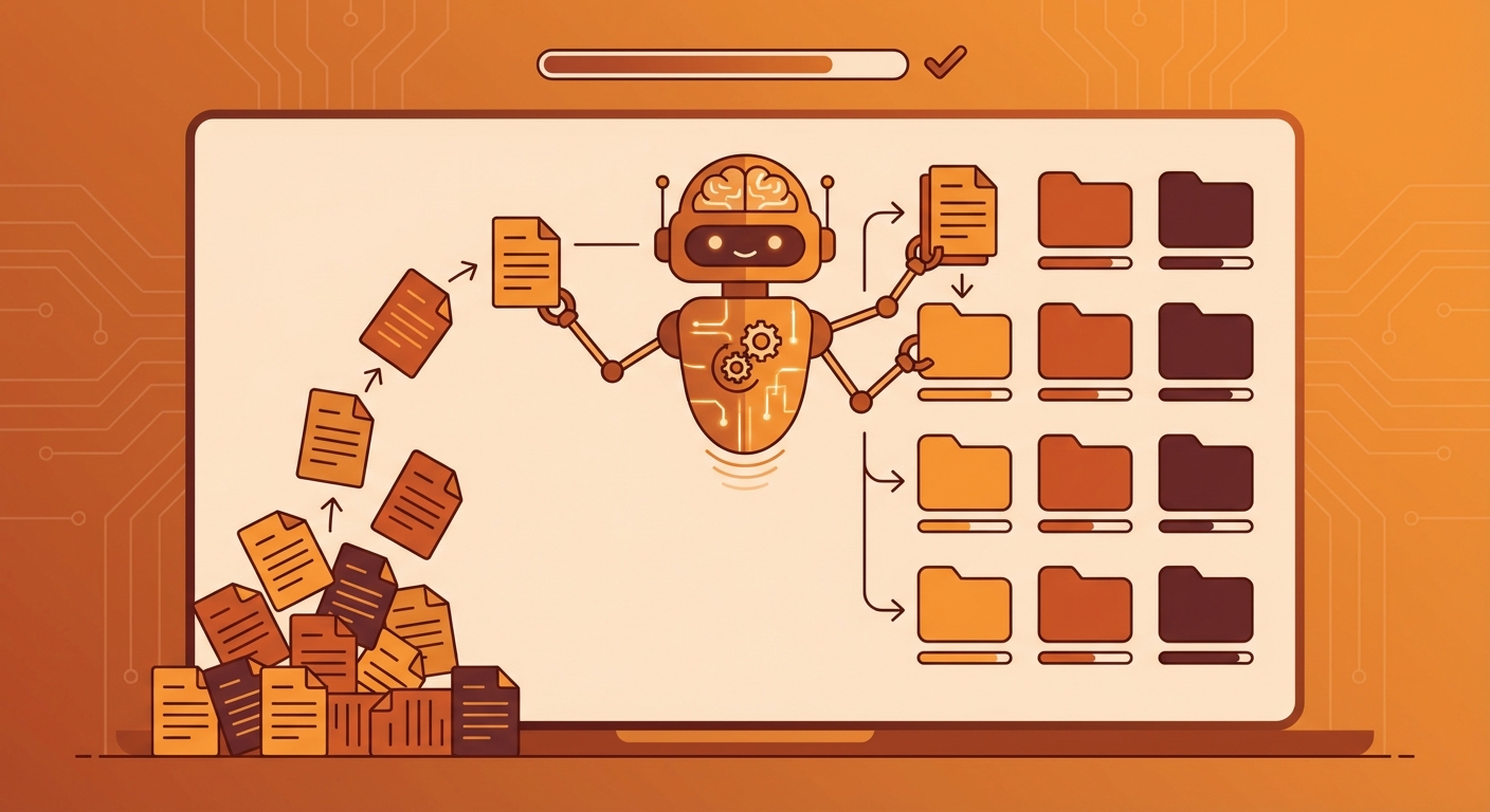 自律型AI Coworkがファイルを整理するイメージ