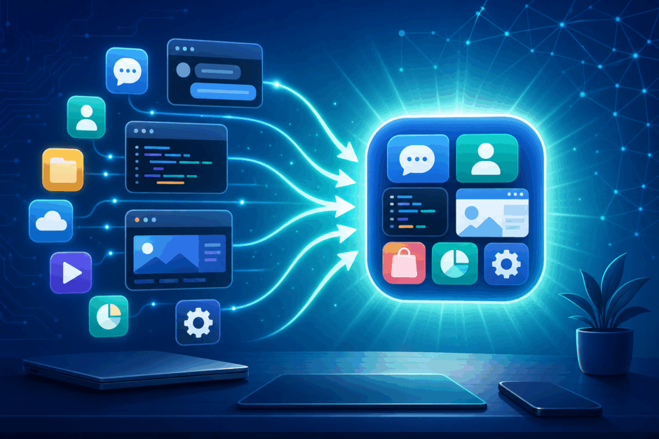 OpenAIが複数の製品を1つのスーパーアプリに統合するイメージ
