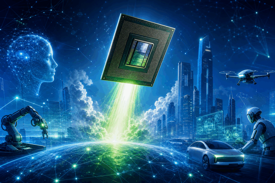 NVIDIAが発表したエージェントAI専用CPU「Vera Rubin」で2000億ドルの新市場に参入し、GPU+CPUの全スタック型AI企業へ転換する様子を表すイメージ