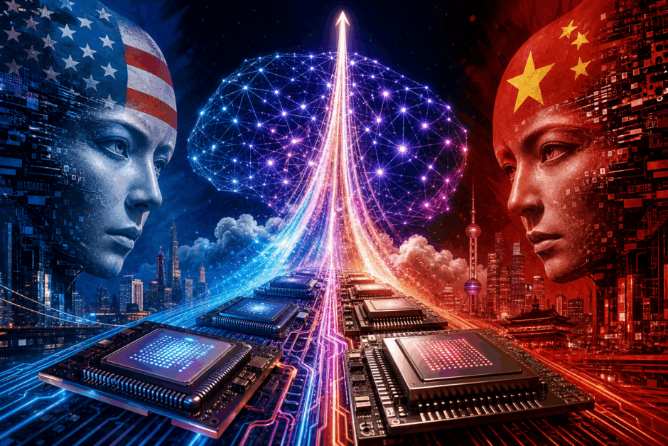 2026年6月、NVIDIAのNemotron 3 Ultra、GoogleのGemma 4、AlibabaのQwen 3.7、MiniMaxのM2.7など主要AIモデルが相次ぎ登場。平均2日に1本のペースでリリースされる異常な加速と、中国勢の台頭を示すイメージ