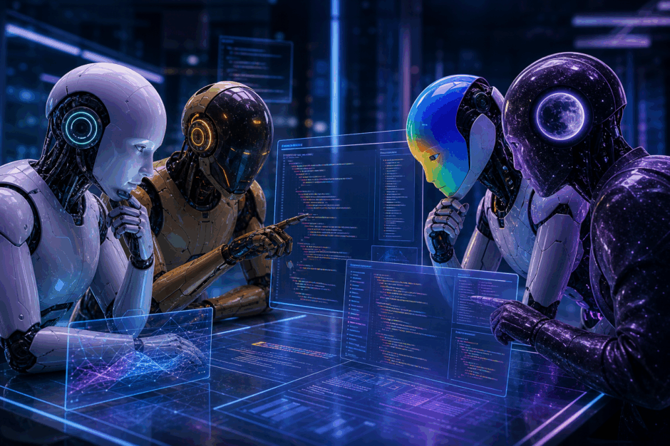 ComfyUIが開発した4つのAI（OpenAI、Anthropic、Google、Moonshot）を競わせてコードレビューする革新的システムCursor Reviewのイメージ