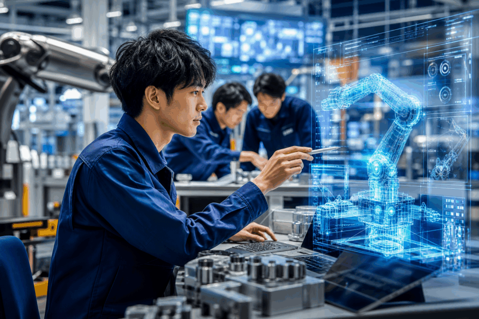 日立製作所の新卒デジタル人材が製造現場のAIアレルギーを払拭する取り組みを表すイメージ