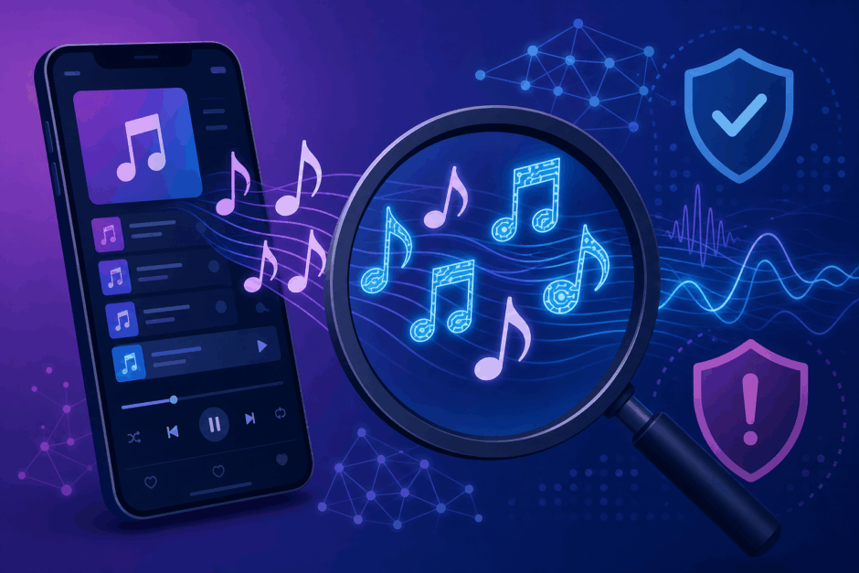 AI生成音楽を検出するイメージ