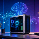 机に置けるAIスーパーコンピューターのイメージ