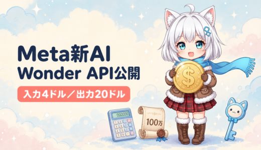 Meta「Muse Wonder」API公開｜入力4ドル・100万トークン対応